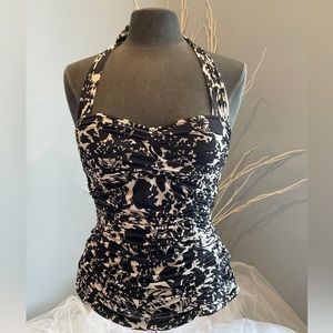 Diane Von Furstenberg Soleil & Swim size S  Black & White Floral Print Swimsuit
